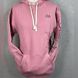 NWOT Billabong Sundream Hoodie Fleece Pink W/Rose Design On Sleeve Women’s S